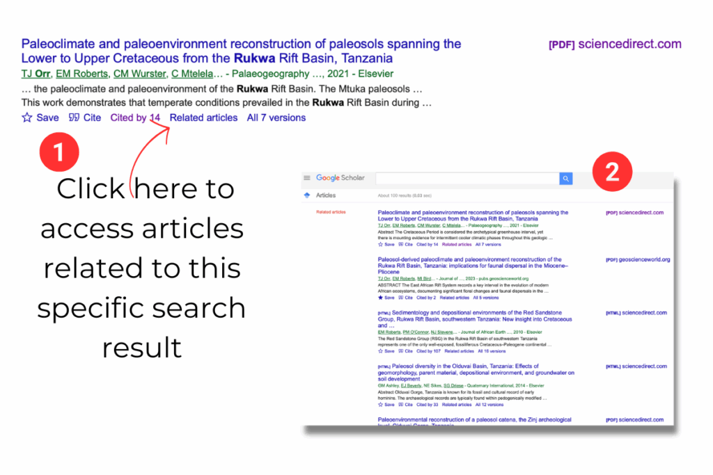 Explanation on how to use the related articles button in google scholar