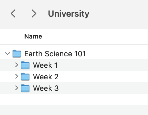 organizing lecture notes by time (week by week) for study at university